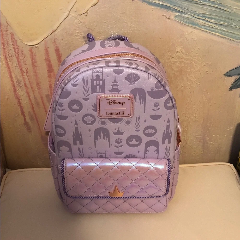 Loungefly Disney Princess iridescent all over print  Backpack Hard Tag New!